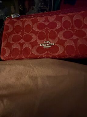 Coach Red Signature Zip Wallet
